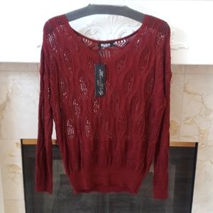 Miss Kelly Burgundy Wine Long Sleeve Sweater
